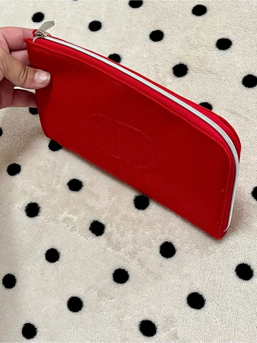 Authentic Christian Dior Beauty Canvas Logo Zip Pouch
